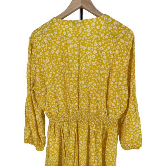 Collective Concepts Long Sleeve Button Front Floral Print Dress Yellow Floral XL - Picture 8 of 13